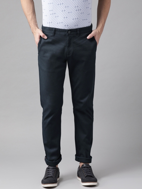 

Blackberrys Men Navy Blue Sharp B-95 Slim Fit Textured Trousers