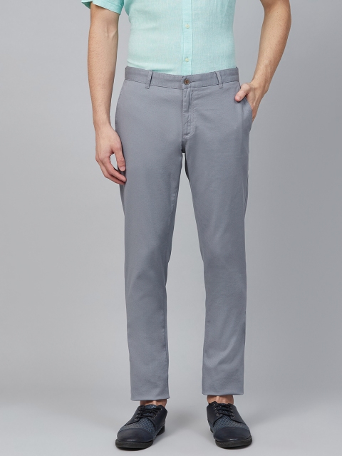 

Blackberrys Men Grey Slim Fit Textured Regular Trousers