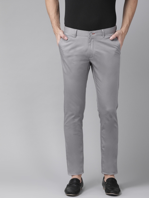 

Blackberrys Men Grey Sharp Regular Fit Solid Trousers