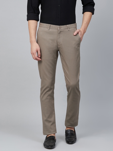 

Blackberrys Men Taupe Skinny Fit Textured Regular Trousers