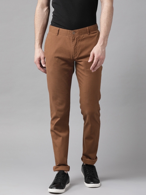 

Blackberrys Men Rust Brown B-91 Skinny Fit Self-Design Chinos