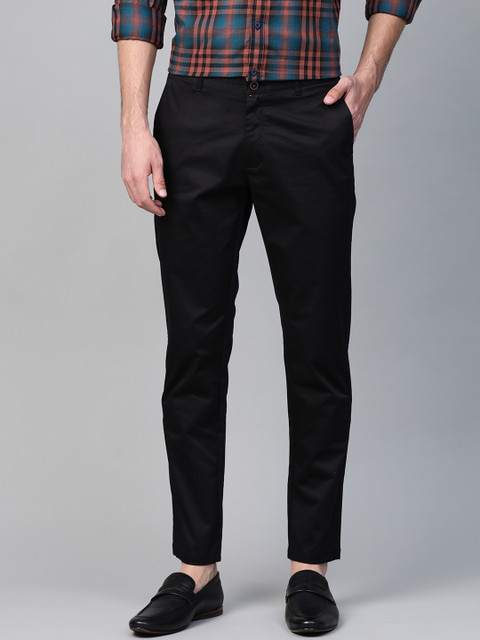 

Blackberrys Men Black Regular Phoenix Fit Low-Rise Solid Trousers