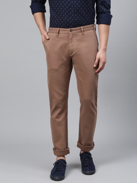 

Blackberrys Men Brown Tapered Fit Solid Regular Trousers