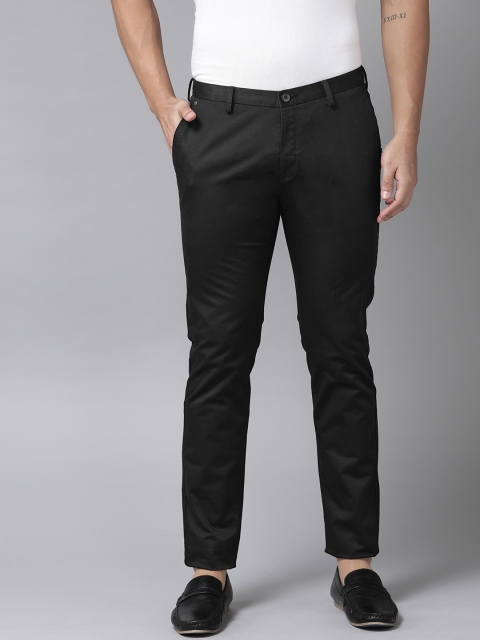 

Blackberrys Men Black Sharp Regular Fit Self Design Regular Trousers