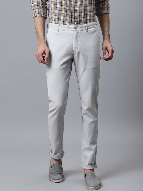 

Blackberrys Men Grey Slim Fit Self Design Chinos