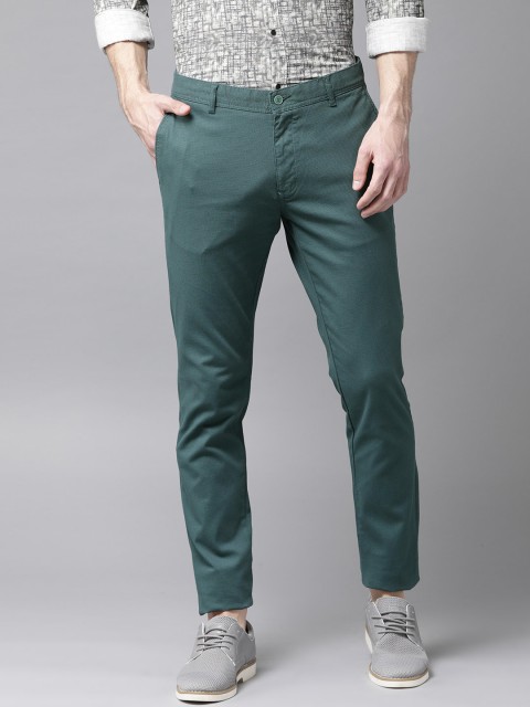 

Blackberrys Men Green Sharp Slim Fit Self Design Regular Trousers