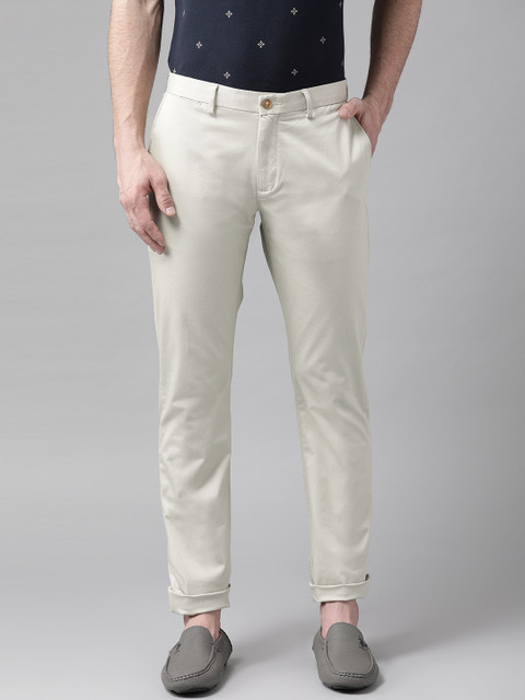 

Blackberrys Men Beige Sharp Regular Fit Printed Trousers