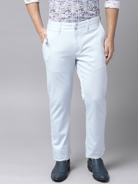 

Blackberrys Men Blue Sharp Skinny Fit Self Design Regular Trousers