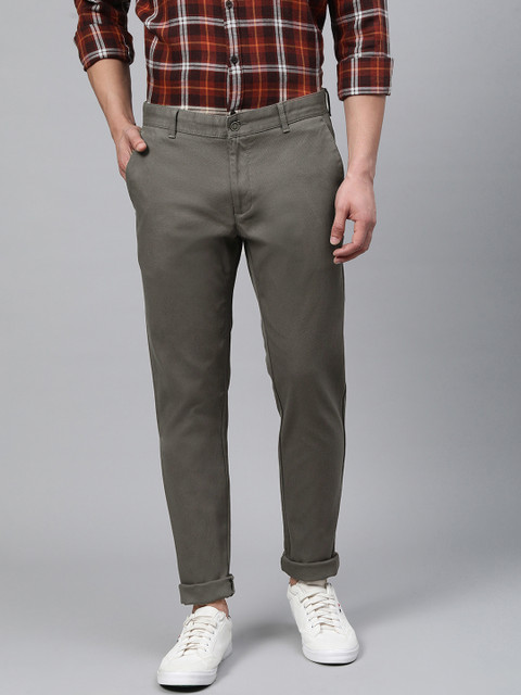 

Blackberrys Men Olive Green Skinny Fit Solid Regular Trousers