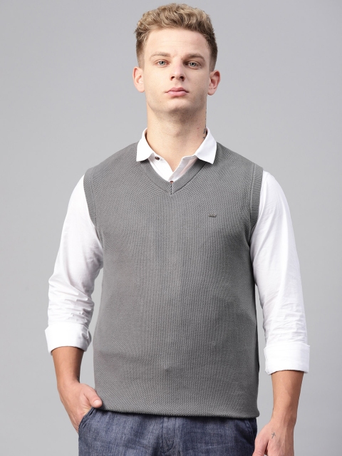 

Blackberrys Men Grey Self Design Sweater Vest