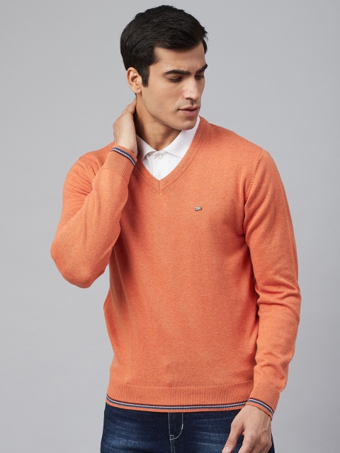 

Blackberrys Men Orange Solid Pullover Sweater