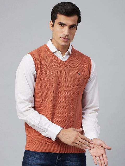 

Blackberrys Men Rust Orange Solid Sweater Vest