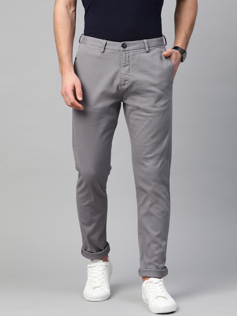 

Blackberrys Men Grey Rafa Slim Fit Self Design Chinos