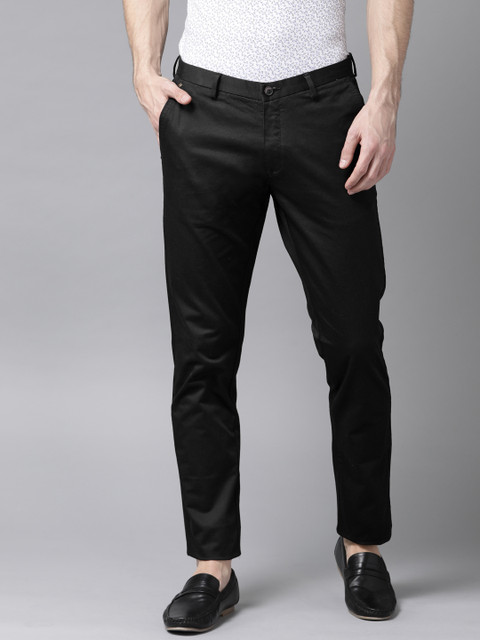 

Blackberrys Men Black Sharp Regular Fit Self Design Regular Trousers
