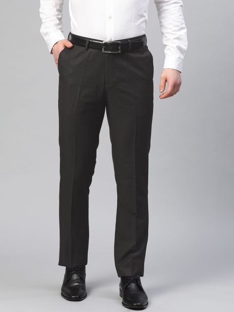 

Blackberrys Men Black Regular Fit Self Design Formal Trousers