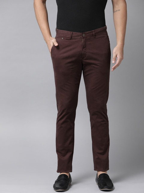 

Blackberrys Men Burgundy Slim Fit Solid Chinos