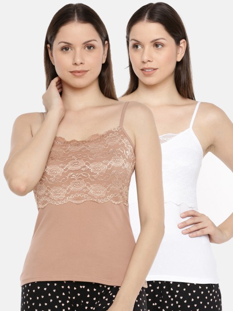 

Slumber Jill Women Pack Of 2 Solid Lace Camisoles, Beige