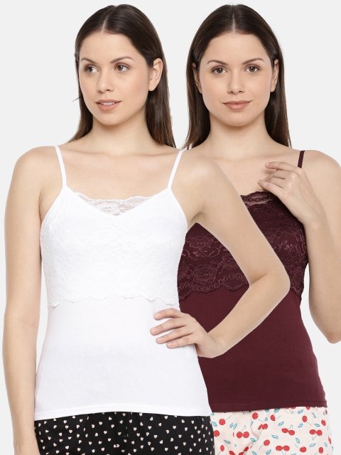 

Slumber Jill Women Pack Of 2 Solid Lace Camisoles, White