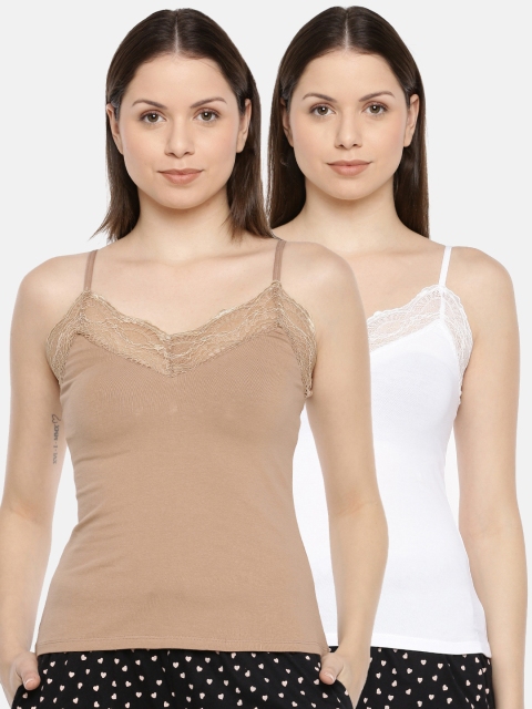 

Slumber Jill Women Pack Of 2 Solid Lace Camisoles, White