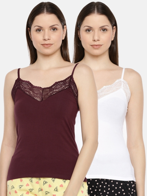 

Slumber Jill Women Pack Of 2 Solid Lace Camisoles, White