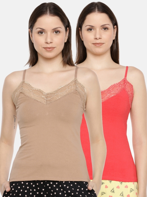 

Slumber Jill Women Pack Of 2 Solid Lace Camisoles, Nude