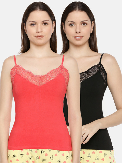 

Slumber Jill Women Pack Of 2 Solid Lace Camisoles, Black