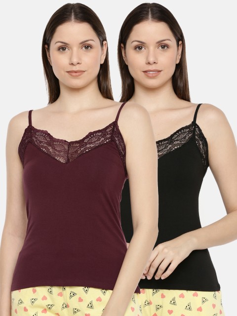 

Slumber Jill Women Pack Of 2 Solid Lace Camisoles, Burgundy