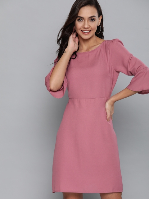 

Mast & Harbour Women Mauve Solid A-Line Dress