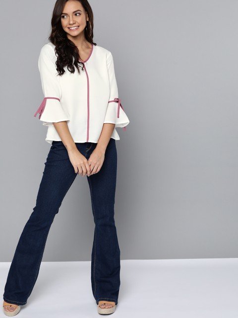 

Mast & Harbour Women White Solid Boxy Top