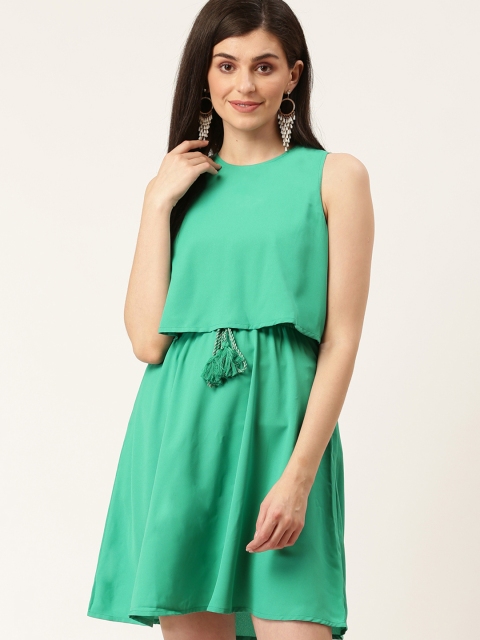 

Mast & Harbour Women Green Solid Layered A-Line Dress