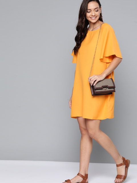 

Mast & Harbour Women Yellow Solid Shift Dress