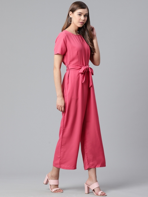 

Mast & Harbour Women Pink Solid Basic Jumpsuit