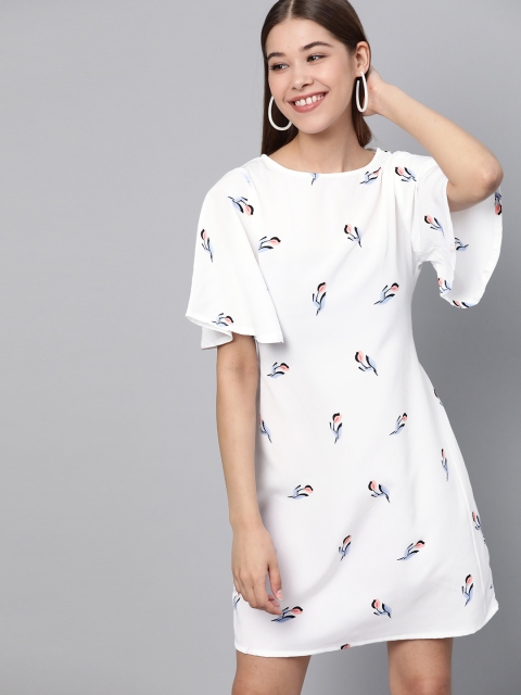 

Mast & Harbour Women White & Red Floral Print Shift Dress