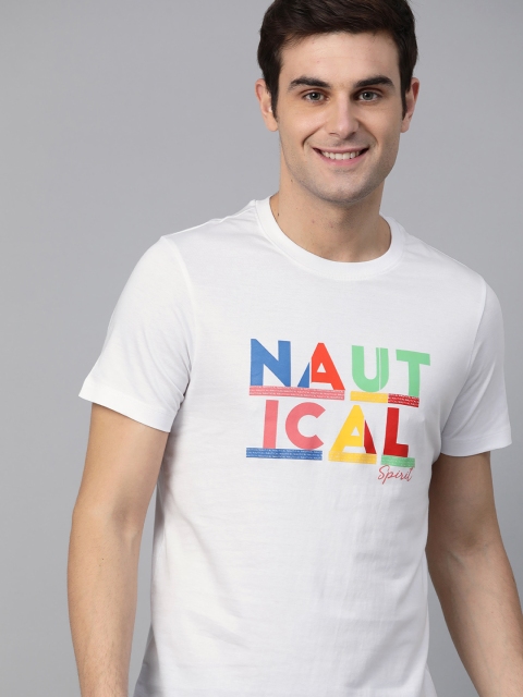 

Mast & Harbour Men White Printed Round Neck T-shirt