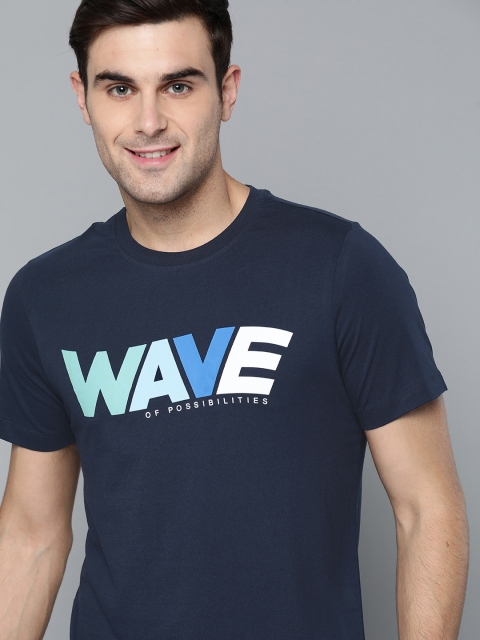 

Mast & Harbour Men Navy Blue Printed Round Neck T-shirt