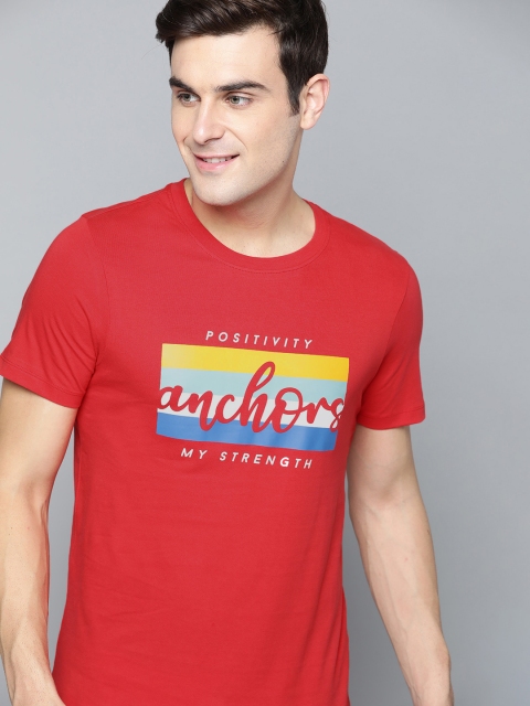 

Mast & Harbour Men Red Printed Round Neck T-shirt