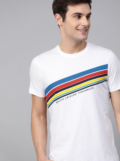 

Mast & Harbour Men White Striped Detail Round Neck T-shirt