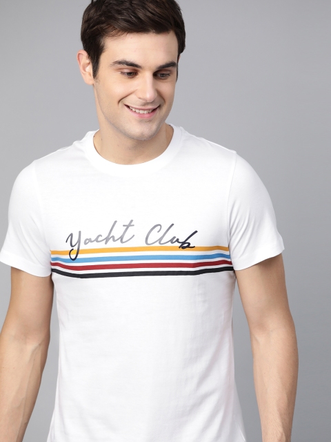 

Mast & Harbour Men White Solid Round Neck T-shirt