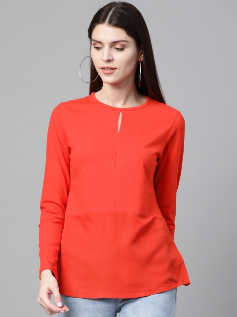 

Mast & Harbour Women Coral Red Solid A-Line Top