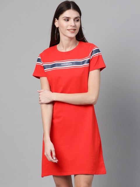 

Mast & Harbour Women Red Solid T-shirt Dress