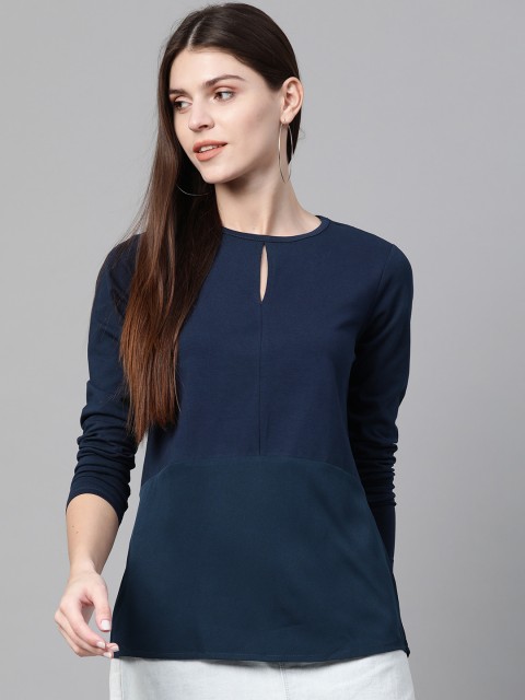 

Mast & Harbour Women Navy Blue Solid A-Line Top