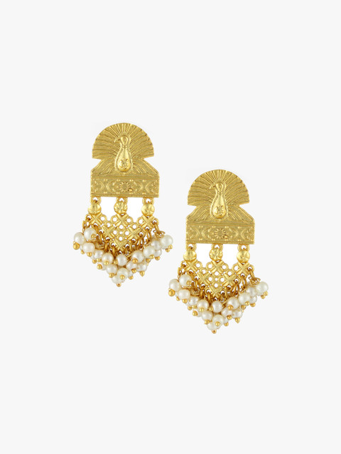 

Adwitiya Collection Gold-Toned Peacock Shaped Drop Earrings