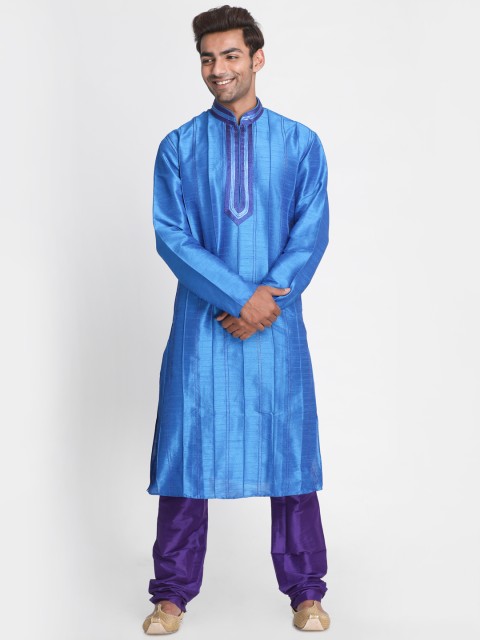

Lakshya by Manish Men Blue Solid Kurta with Churidar
