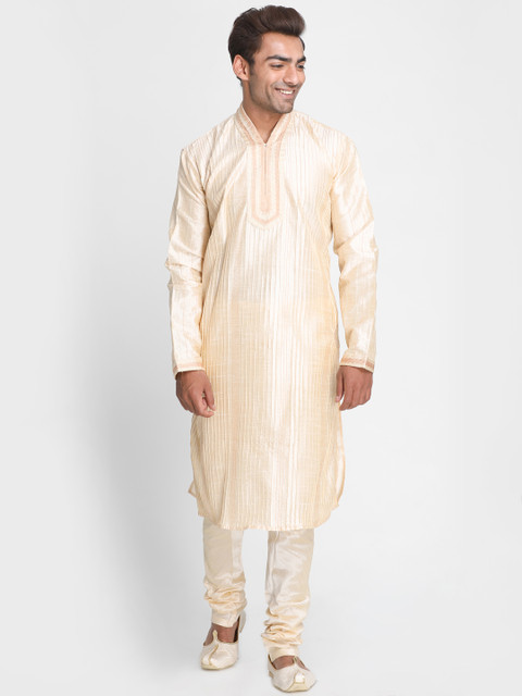 

Lakshya by Manish Men Off-White Embroidered Kurta with Churidar