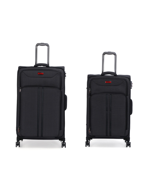 

IT Luggage Set of 2 Black Solid Applaud Soft-Sided Trolley Suitcases