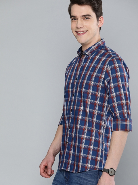 

Mast & Harbour Men Navy Blue & Red Regular Fit Checked Casual Shirt