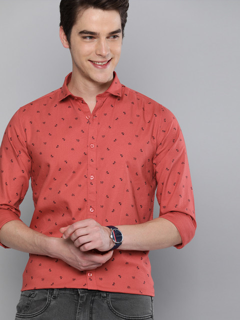 

Mast & Harbour Men Rust Pink Slim Fit Printed Casual Shirt
