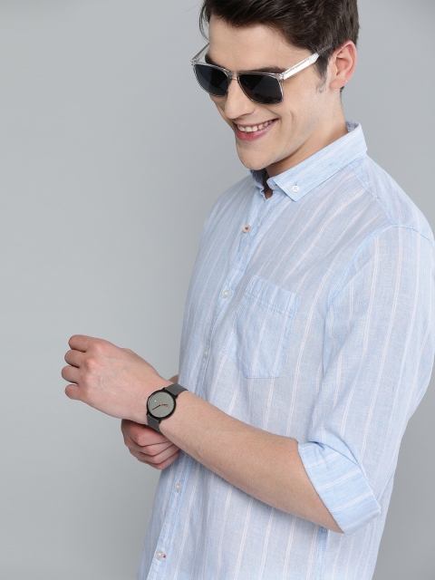 

Mast & Harbour Men Blue & White Regular Fit Striped Casual Shirt