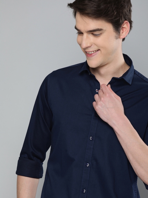 

Mast & Harbour Men Navy Blue Regular Fit Solid Casual Shirt