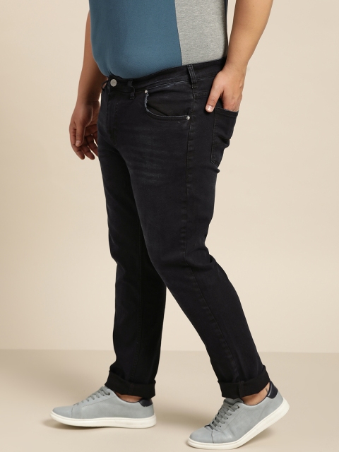 

Sztori Plus Size Men Navy Blue Slim Tapered Fit Mid-Rise Clean Look Stretchable Jeans